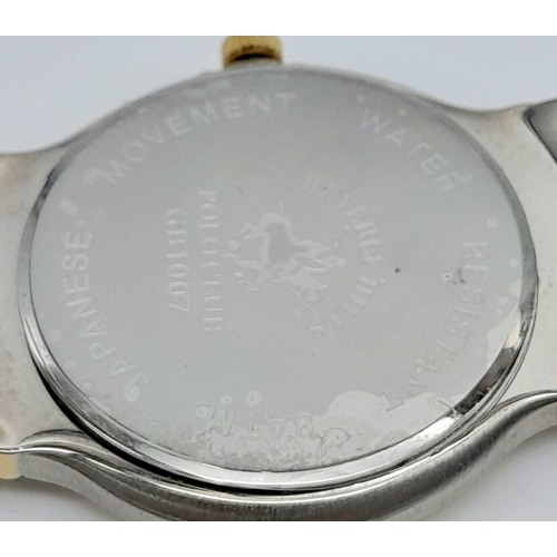 1082 - An Unworn, Ex Display, Bi-Metal Beverly Hills Polo Quartz Watch. Replacement Battery Fitted November... 