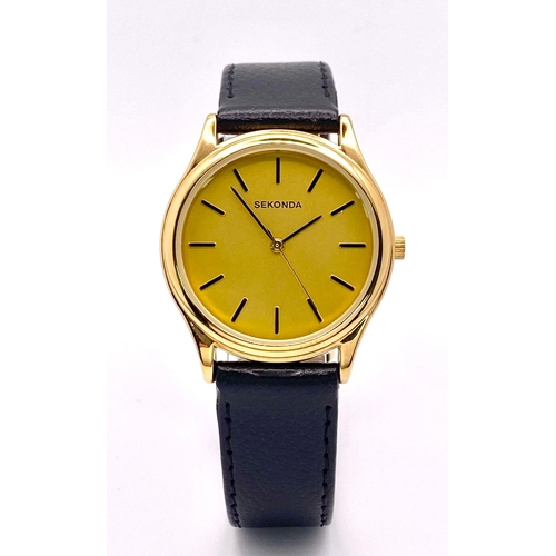 1089 - An Unworn, Boxed Set, Gents & Ladies Sekonda Gold Face Quartz Watches. 36 & 26mm Cases Sizes... 