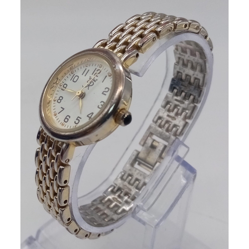 1096 - A Vintage Ladies Bi Metal Rotary, Gold Stud Face, Quartz Watch28mm Including Crown. Comes with Origi... 