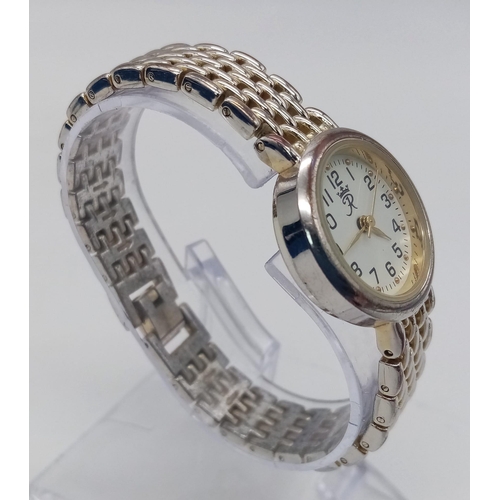 1096 - A Vintage Ladies Bi Metal Rotary, Gold Stud Face, Quartz Watch28mm Including Crown. Comes with Origi... 