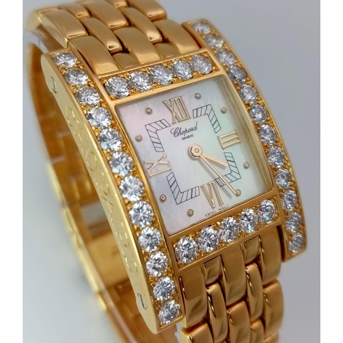 135 - A Chopard 'Your Hour' 18K Yellow Gold and Diamond Ladies Tank Watch. 18K gold bracelet and case - 24... 