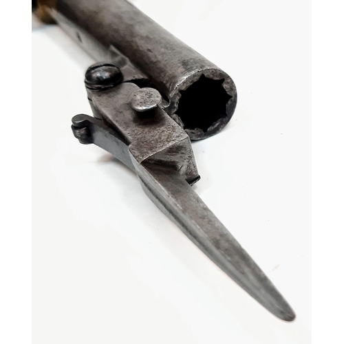 282 - A Rare Mid 19th Century 54 Bore Boxlock Percussion Pistol with Quick-Release Bayonet! Makers mark of... 