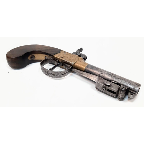 282 - A Rare Mid 19th Century 54 Bore Boxlock Percussion Pistol with Quick-Release Bayonet! Makers mark of... 