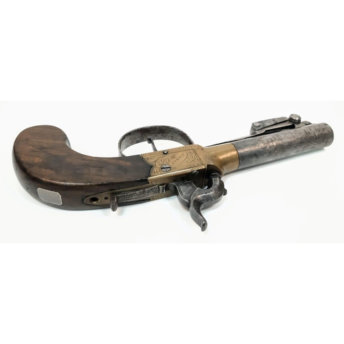 282 - A Rare Mid 19th Century 54 Bore Boxlock Percussion Pistol with Quick-Release Bayonet! Makers mark of... 