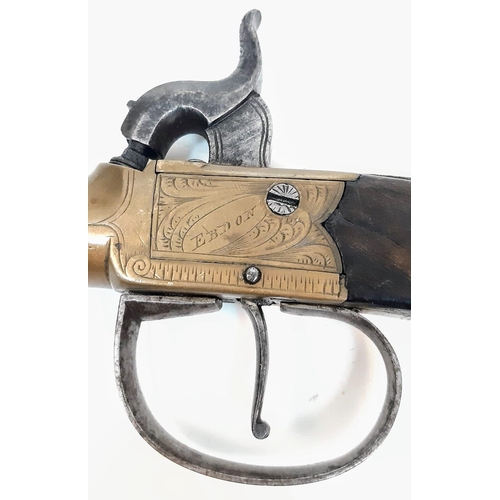 282 - A Rare Mid 19th Century 54 Bore Boxlock Percussion Pistol with Quick-Release Bayonet! Makers mark of... 