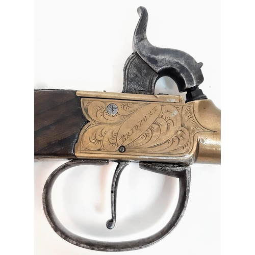 282 - A Rare Mid 19th Century 54 Bore Boxlock Percussion Pistol with Quick-Release Bayonet! Makers mark of... 