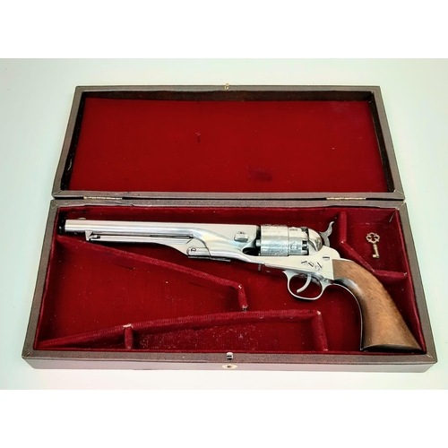 297 - UBERTI MODEL 1860 BLACK POWDER ARMY REVOLVER , .44 CALIBRE WITH ENGRAVED CYLINDER DEPICTING COLT'S N... 