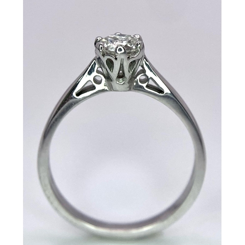 347 - 18K WHITE GOLD 0.5CT DIAMOND SOLITAIRE RING (ROUND BRILIANT CUT, APPROX H VS), WEIGHT 3G SIZE N1/2