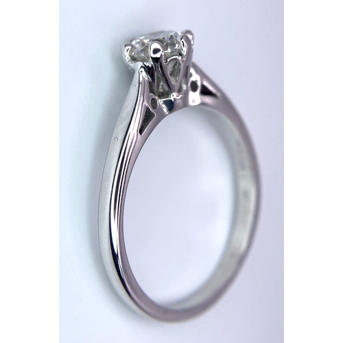 347 - 18K WHITE GOLD 0.5CT DIAMOND SOLITAIRE RING (ROUND BRILIANT CUT, APPROX H VS), WEIGHT 3G SIZE N1/2