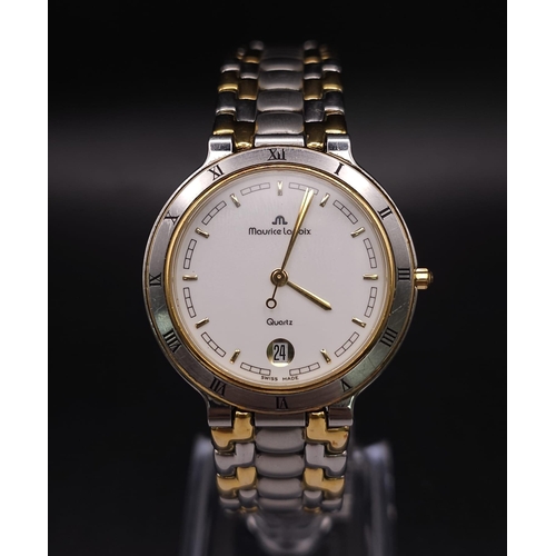 394 - An Excellent Condition, Bi-Metal, Maurice Lacroix Quartz Date Watch in Full Working Order. 36mm Incl... 