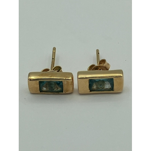 49 - Pair of 9 carat GOLD and TOPAZ EARRINGS. Complete with GOLD Backs. 2.17 grams.