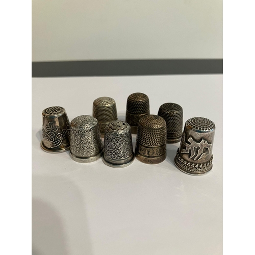 497 - Nice Selection of vintage SILVER THIMBLES  to include a  Charles Horner with full Chester hallmark .