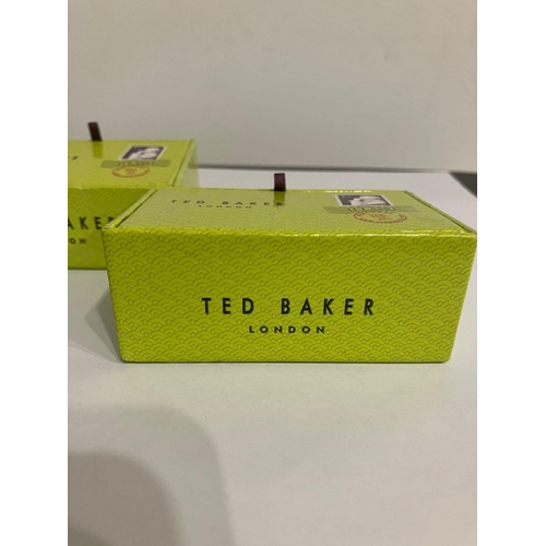 658 - 2 x pairs Genuine TED BAKER CUFFLINKS Complete with original boxes. Black onyx pair af Together with... 