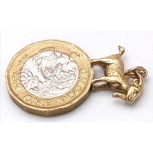 770 - 9k yellow gold goat charm/pendant, 2.8g