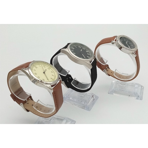 900 - A Parcel of Three Unworn Military Homage Watches Comprising; 1) 1950’s Swedish Airforce (42mm), 2) 1... 