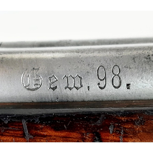 1477 - A Deactivated 1917 German Army WW1 G98 Mauser Bolt Action Rifle. 28 inch barrel length with a 7.92 c... 