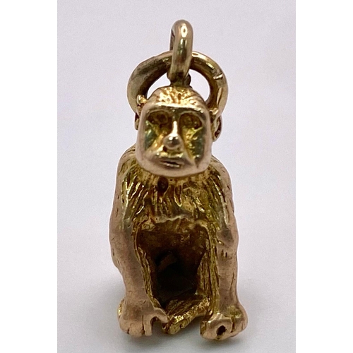 461 - 9K YELLOW GOLD MONKEY CHARM/PENDANT, 4.1G