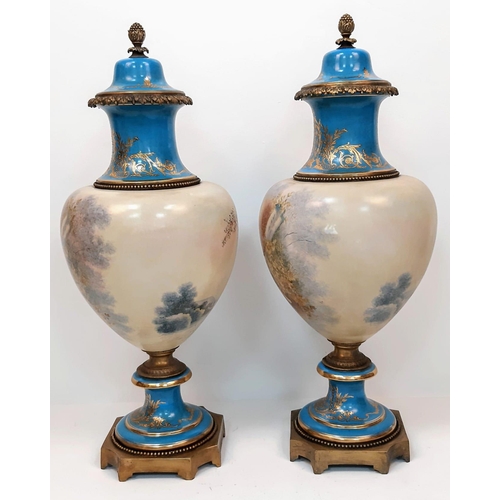 464 - Pair of Large Sèvres Floor Porcelain Urns.
Late 19th Century, this pair is the epitome of class, ele... 