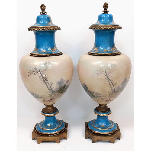 464 - Pair of Large Sèvres Floor Porcelain Urns.
Late 19th Century, this pair is the epitome of class, ele... 