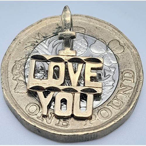 536 - 9K YELLOW GOLD I LOVE YOU PENDANT / CHARM 0.7G