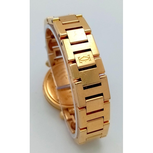 550 - A CARTIES LADIES 18K GOLD PASHA WATCH WITH SOLID 18K GOLD STRAP, SILVERTONE DIAL , NICE CONDITION,  ... 