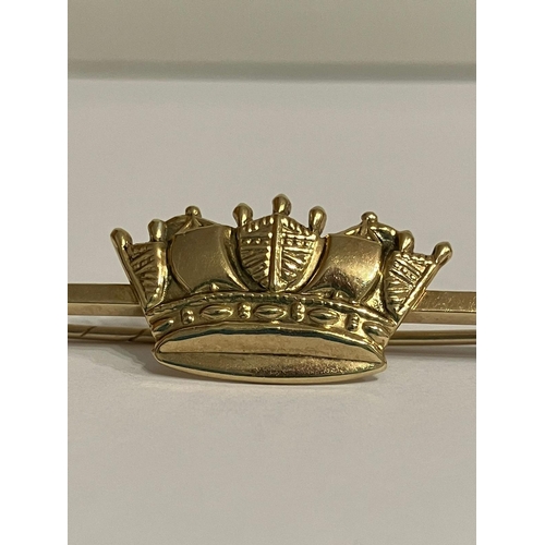 644 - 9 carat GOLD NAVAL CROWN SWEETHEART BROOCH. Full UK hallmark to crown for Deakin and Francis of  Bir... 