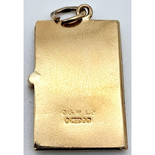 784 - 9k yellow gold Driving Licence charm/pendant, with original paperwork inside 2.3g