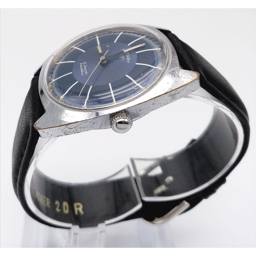 1149 - A Men’s Vintage Rotary 17 Jewel Incabloc Blue Face Watch. 36mm Including Crown. Good Working Order.