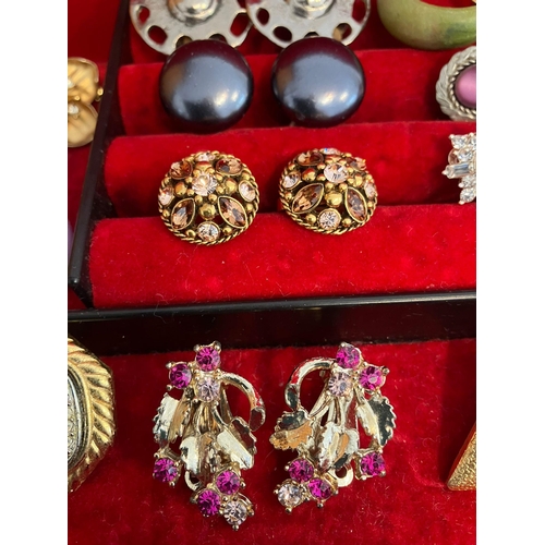 125 - Vintage Jewellery box with large Collection of Vintage CLIP-ON EARRINGS (1950’s/60’s on). To include... 