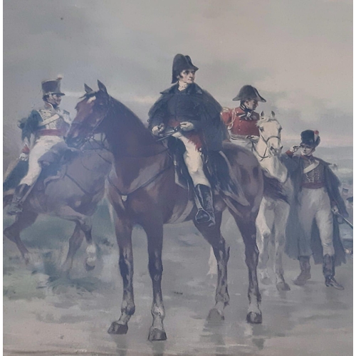 436 - A Vintage Large Gilt Framed and Glazed, Coloured Print of ‘The
Duke of Wellington at Waterloo’ by Ro... 