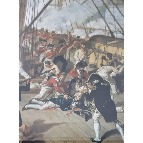 451 - A Vintage Hardwood Framed and Glazed, Coloured Print of the
‘Death of Lord Nelson at Trafalgar’ 63x4... 