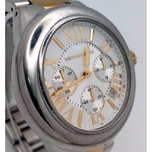 472 - A Men’s Michael Kors Model 5653 Bi-Metal Chronograph Watch. 46mm
Including Crown. Full Working Order... 