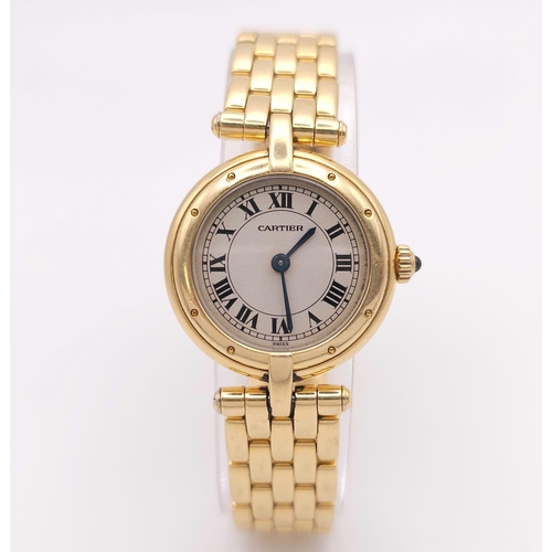 569 - A Cartier Panthere Vendome 18K Gold Ladies Watch. 18K gold bracelet and case - 24mm. White dial with... 