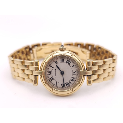 569 - A Cartier Panthere Vendome 18K Gold Ladies Watch. 18K gold bracelet and case - 24mm. White dial with... 