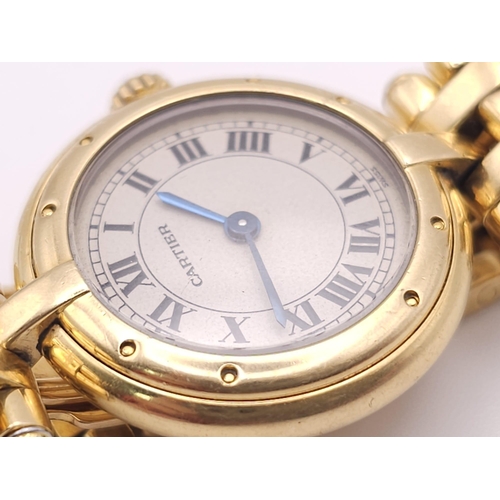 569 - A Cartier Panthere Vendome 18K Gold Ladies Watch. 18K gold bracelet and case - 24mm. White dial with... 