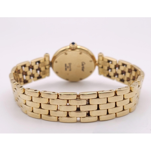 569 - A Cartier Panthere Vendome 18K Gold Ladies Watch. 18K gold bracelet and case - 24mm. White dial with... 