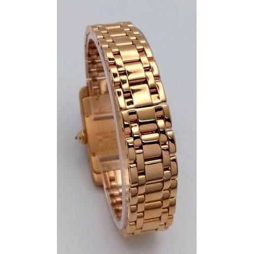 72 - An 18K Gold and Diamond Cartier Tank Americaine Ladies Watch. 18K gold bracelet and case - 19mm widt... 