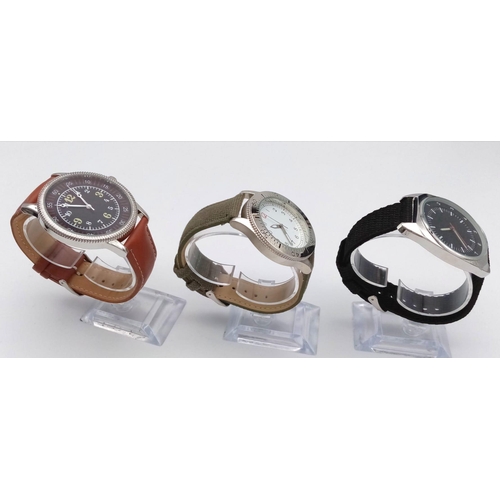 914 - A Parcel of Three Unworn Military Homage Watches Comprising; 1) 1940’s Japanese Pilot (50mm), 2) 198... 