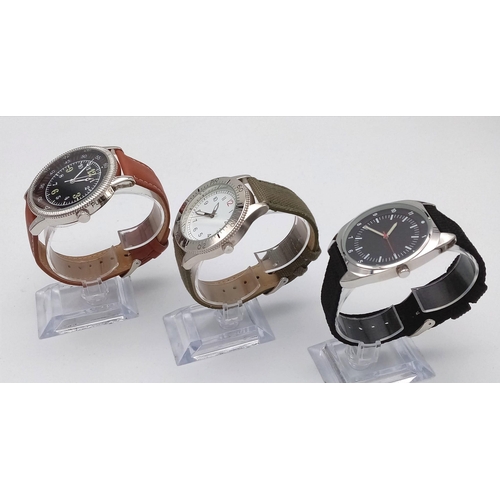 914 - A Parcel of Three Unworn Military Homage Watches Comprising; 1) 1940’s Japanese Pilot (50mm), 2) 198... 