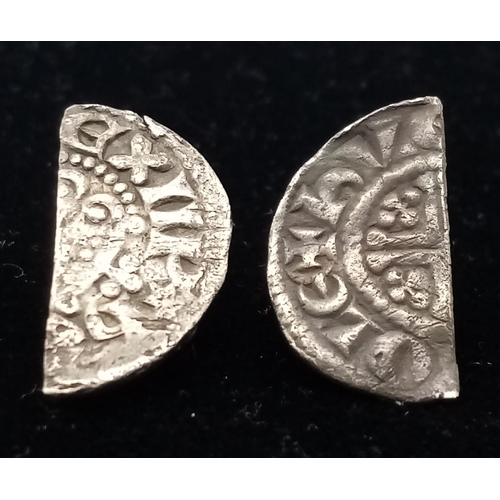 1528 - A parcel of two British Cut Coins.
1) Henry III, Cut Half Penny 
2) John, Short Cross Cut Half Penny... 