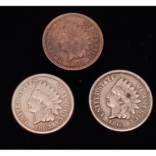 1759 - Two Indian Head 1 Cent Coins, USA, 1863 & 1864.
See photos for condition.