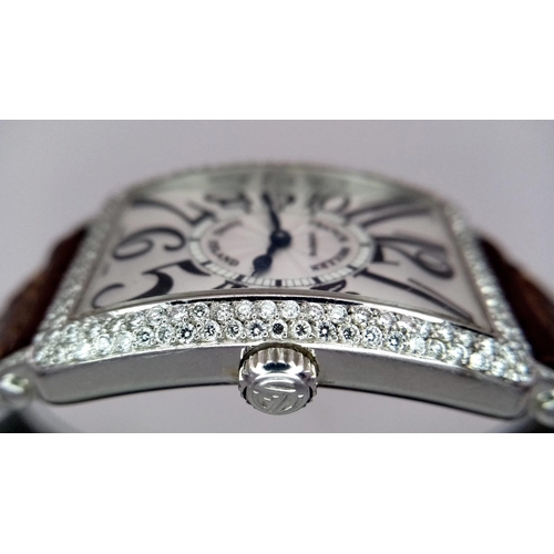 605 - A Frank Muller Long 18K White Gold and Diamonds Long Island Limited Edition Ladies Watch - 952QZ. Br... 