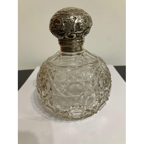 42 - Magnificent Antique SILVER TOPPED Cut Glass DRESSING TABLE JAR. Having large SILVER lid, with clear ... 