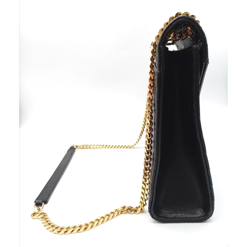 584 - The Saint Laurent YSL Large Envelope Chain Flap Bag is a sophisticated choice in black Grain de Poud... 