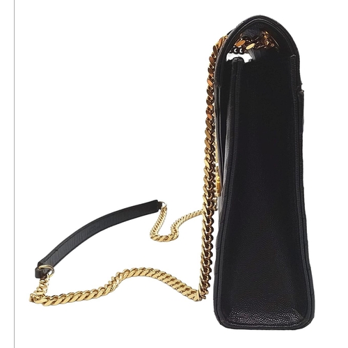 584 - The Saint Laurent YSL Large Envelope Chain Flap Bag is a sophisticated choice in black Grain de Poud... 