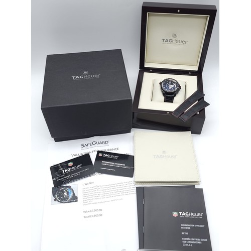 421 - A Tag Heuer Carrera Calibre 36 Gents Watch. Black leather strap. Stainless steel case - 44mm. Black ... 