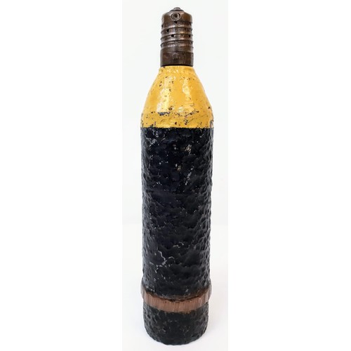 664 - INERT WW1 French 75mm Long Cased Shrapnel Shell with balls. UK Mainland Sales Only.