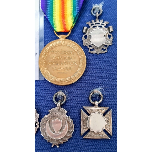 731 - A Medal Wall Dedicated To Private A.S. Hall of the Royal Sussex Regiment for Service in WW1. Include... 