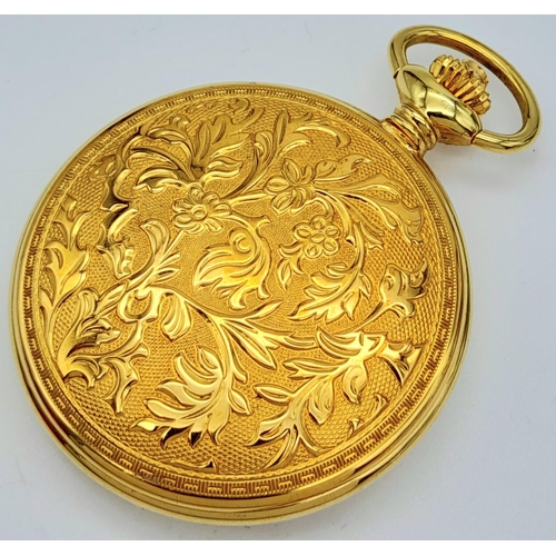 A Vintage Bernex 17 Jewel Half Hunter Gold Plated Pocket Watch. Top winder. White dial. Ornate decor