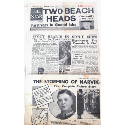 1735 - AN INTERESTING SELECTION OF WWII ORIGINAL NEWSPAPER CUTTINGS AND PAGES (SEE PHOTOS)